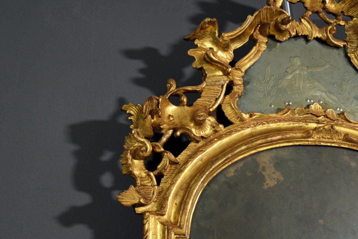 Miroir En Bois Sculpté Et Doré, Venise (italie), XVIIIe Siècle-photo-8