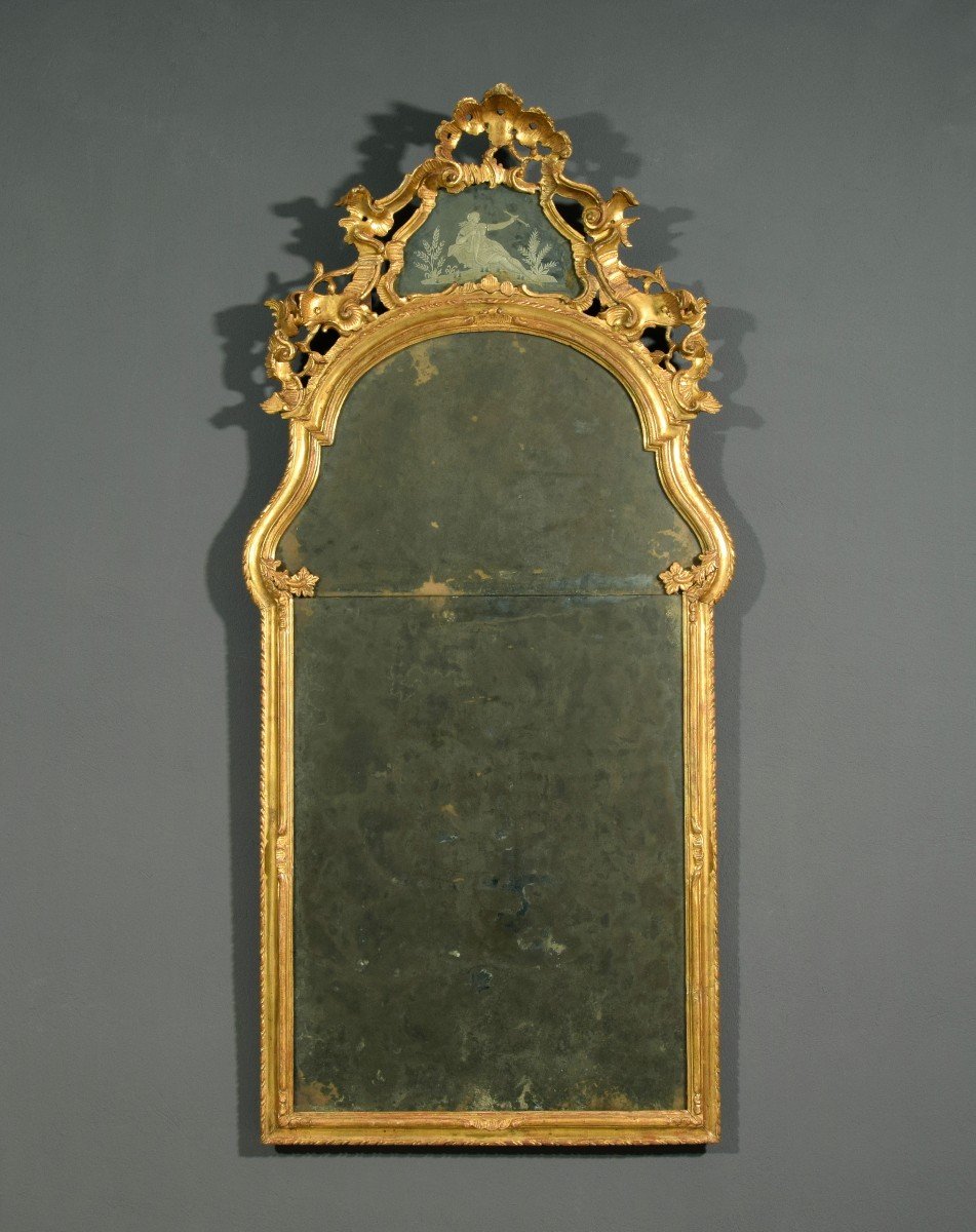 Miroir En Bois Sculpté Et Doré, Venise (italie), XVIIIe Siècle