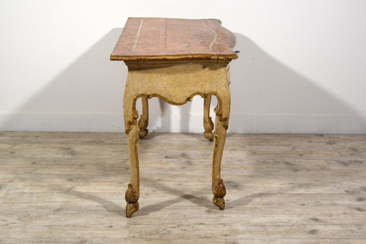 Console En Bois Laqué Et Doré, Italie, Début Du XVIIIe Siècle, époque Louis XIV-photo-4
