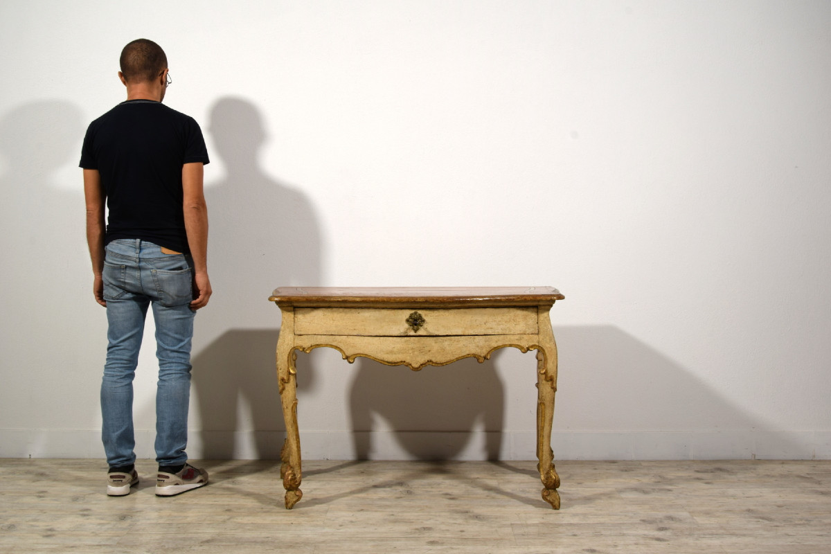 Console En Bois Laqué Et Doré, Italie, Début Du XVIIIe Siècle, époque Louis XIV-photo-6
