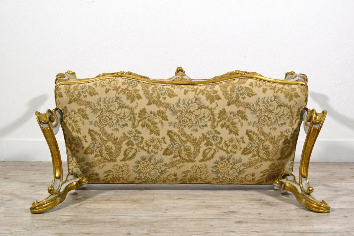 Paire De Bancs Baroques En Bois Sculpté, Laqué Et Doré, Rome, XVIIIe Siècle-photo-5