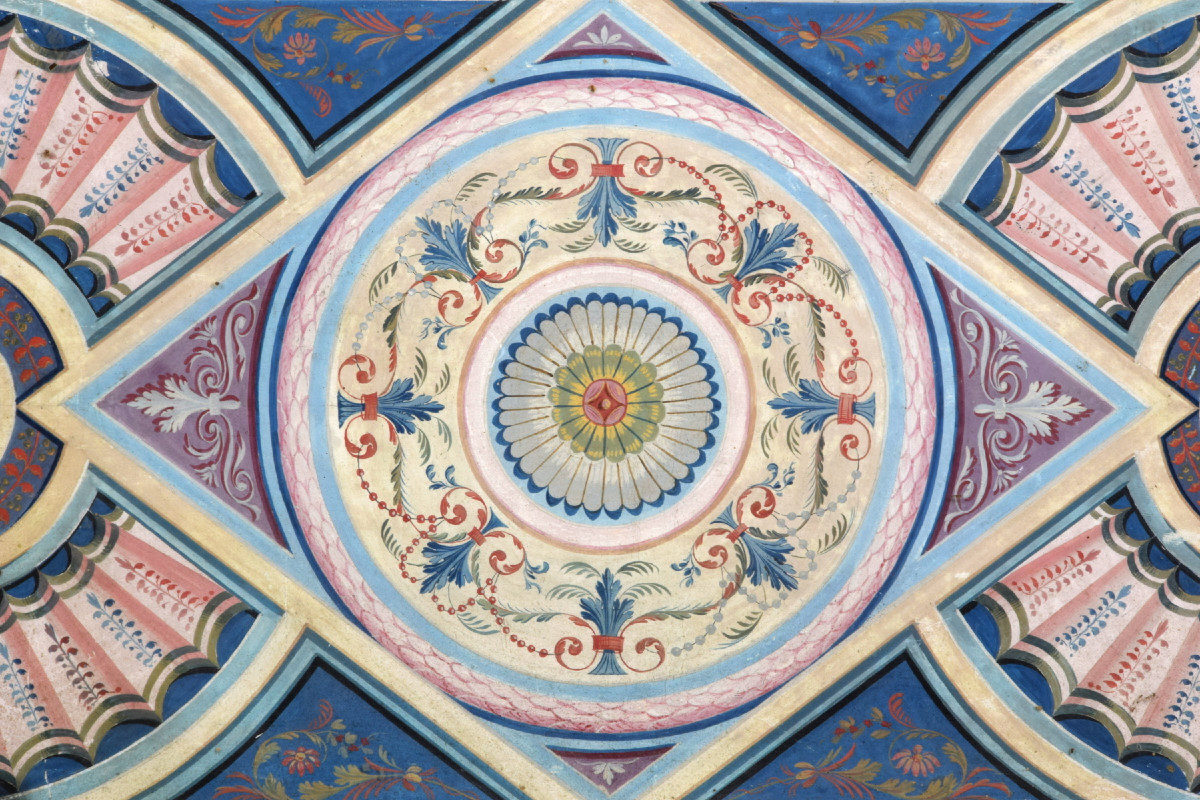 Centre De Table En Papier Peint Polychrome, Italie, Début Du XIXe Siècle-photo-2