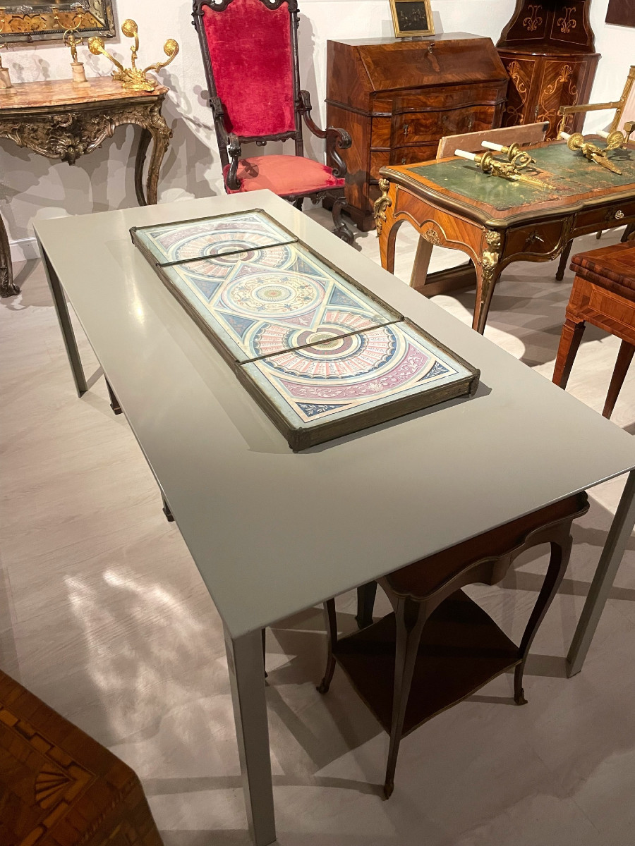 Centre De Table En Papier Peint Polychrome, Italie, Début Du XIXe Siècle-photo-7