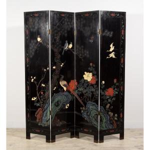 20th Century, Oriental Coromandel Lacquered Wood Screen