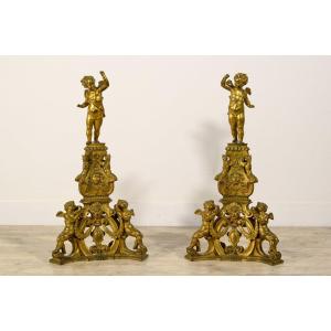  Paire D’ailes En Bronze Finement Ciselé Et Doré, Venise, XIXe Siècle, Style Baroque