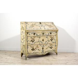 Mid-18th Century, Italian Rococo Lacquered Wood Drop-front Chest Of Drawers 