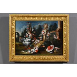 Francesco Lavagna (naples 1684-1724), still Life With Flowers And Watermelon