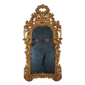 Miroir baroque en bois sculpté et doré, Turin, milieu du XVIIIe siècle