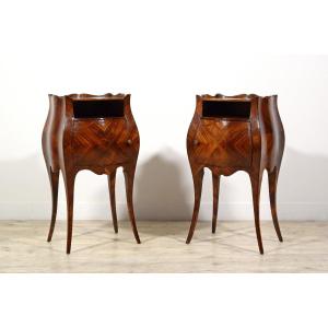 Paire de petits meubles plaqués, Gênes, style Barocchetto, fin XIXe siècle