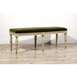 Banc néoclassique en bois laqué, Piémont, fin du XVIIIe siècle