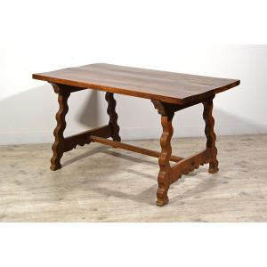 Carved Solid Walnut Side Table, Northern Italy, Late 17th Century