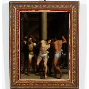 The Flagellation Of Christ, By A Roman Painter From The Second Half Of The 16th Century, Oil On Panel