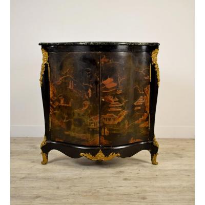 Meuble Angulaire En Bois Laqué Avec Décor à Chinoiserie, Style Louis XIV, France, XIXe Siècle