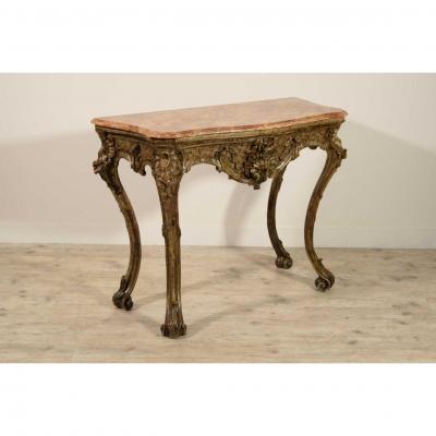 18th Century, Italian Naples Baroque Carved Wood Console