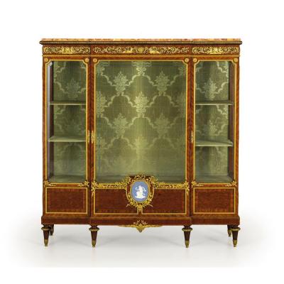 19th Century, French Purple Wood Showcase With Gilt Bronze