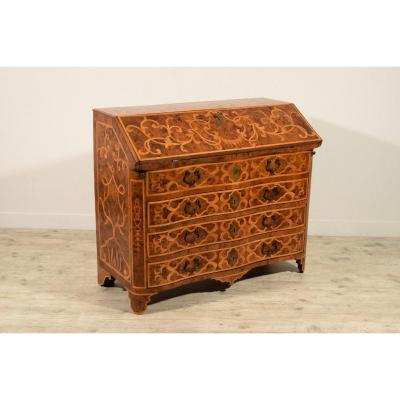 Commode Avec Rabat En Bois Pavé Et Marqueté, Piémont, Début XVIIIe Siècle