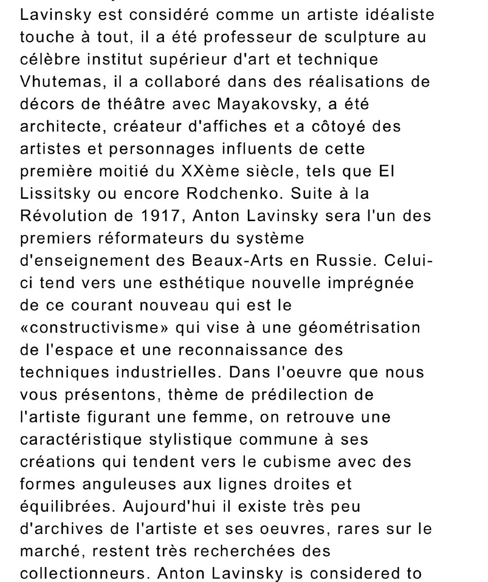 Buste en terre cuite cubiste par Anton Lavinsky.-photo-3