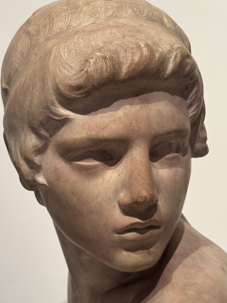 Buste de jeune homme en marbre.Constant Roux.-photo-3