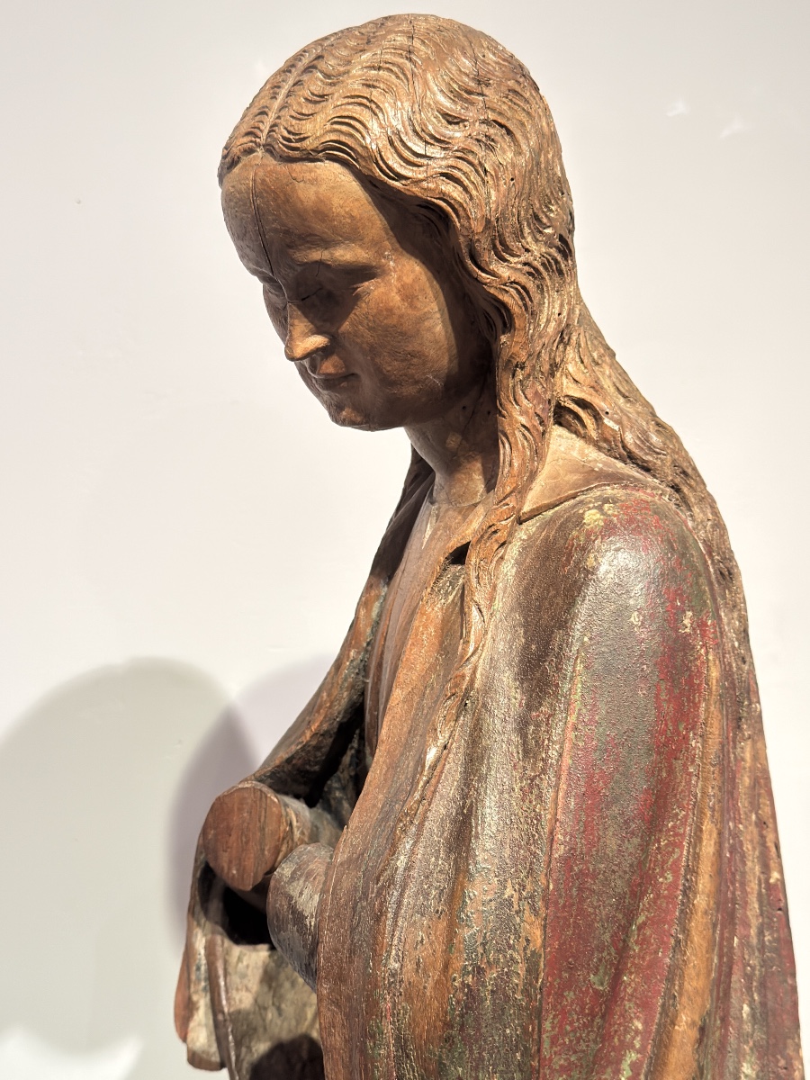 Saint Margaret In Walnut, 15th Century.-photo-3
