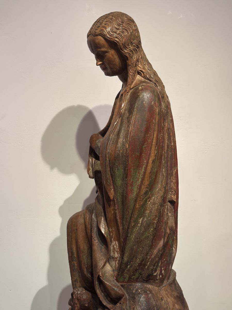 Saint Margaret In Walnut, 15th Century.-photo-4