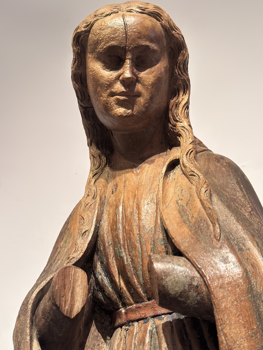 Saint Margaret In Walnut, 15th Century.-photo-4