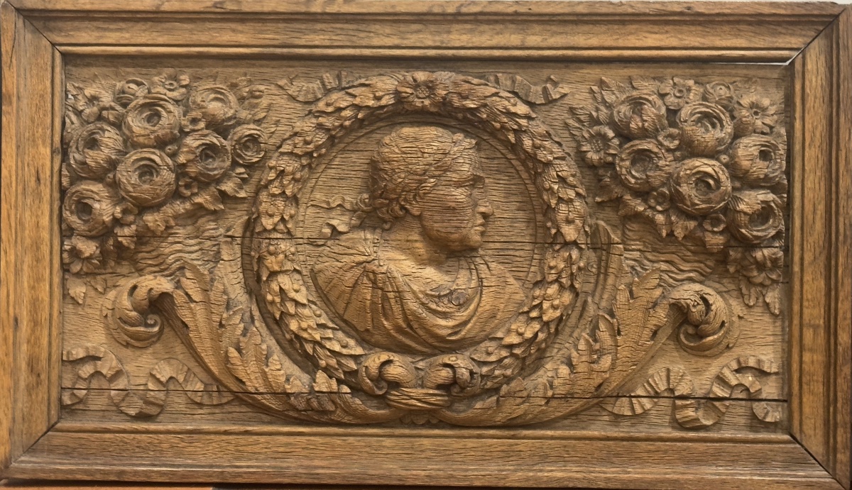 Pendant de dessus de portes en chêne sculpté 17ème.-photo-3