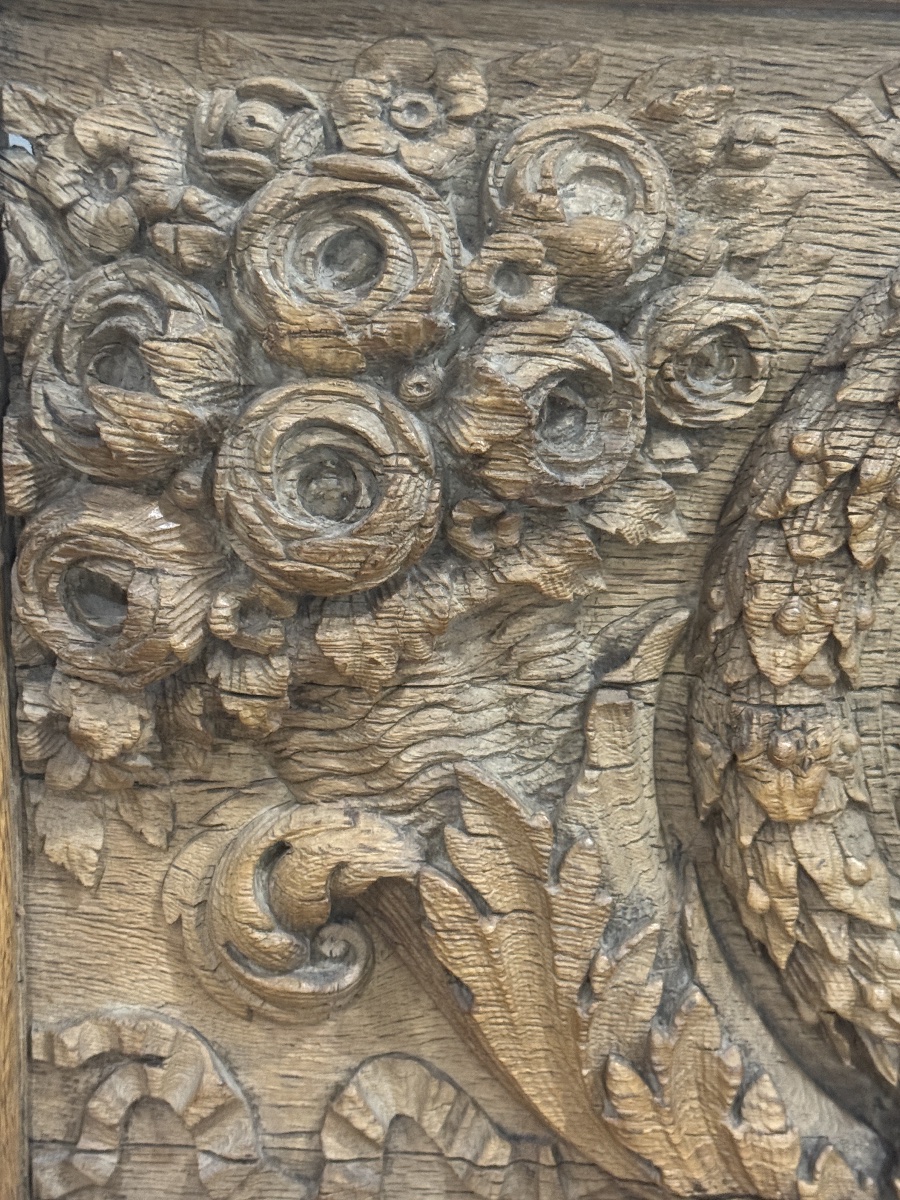 Pendant de dessus de portes en chêne sculpté 17ème.-photo-3
