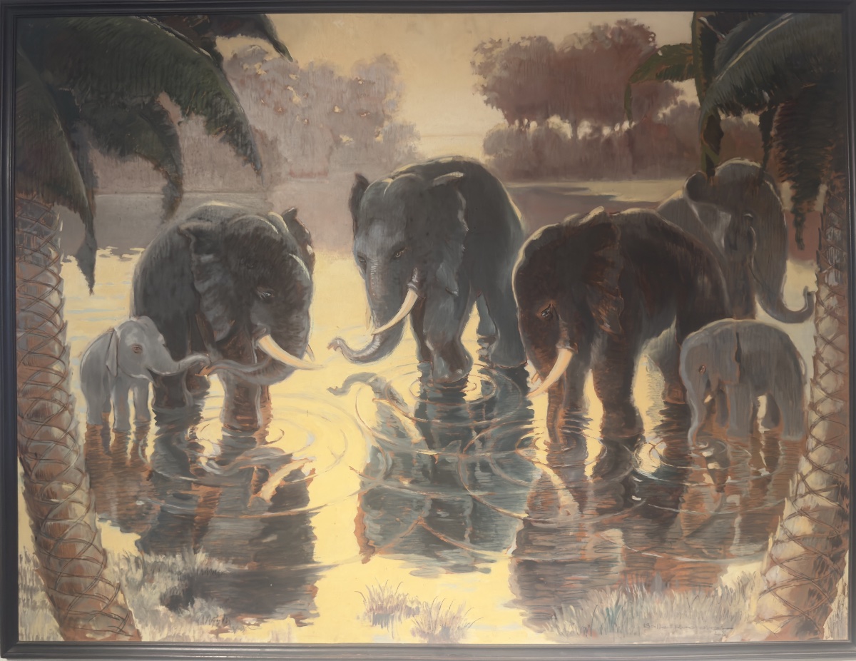 Famille d’éléphants dans la jungle par Bolle-Reddat.
