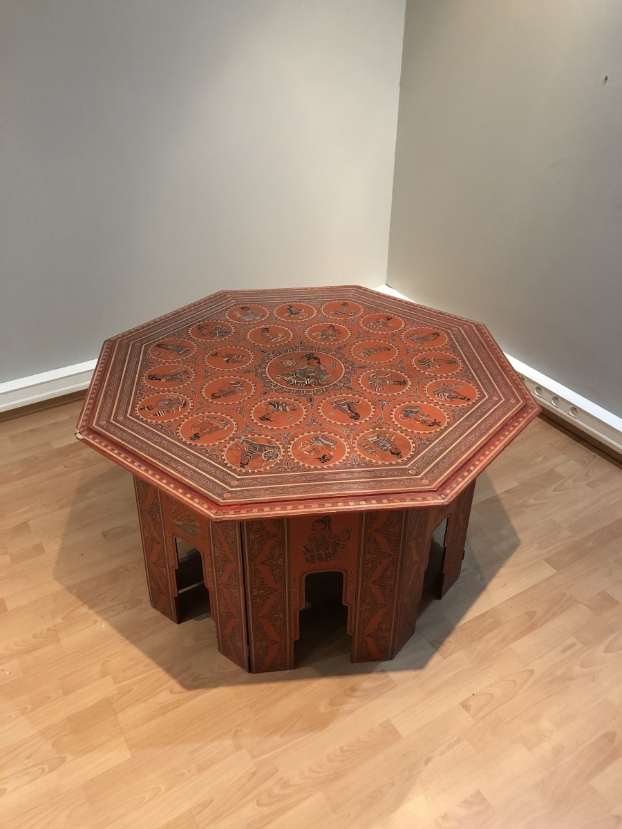 Large Octogonal Table In Red Lacquer. Burma Early 20th Century.