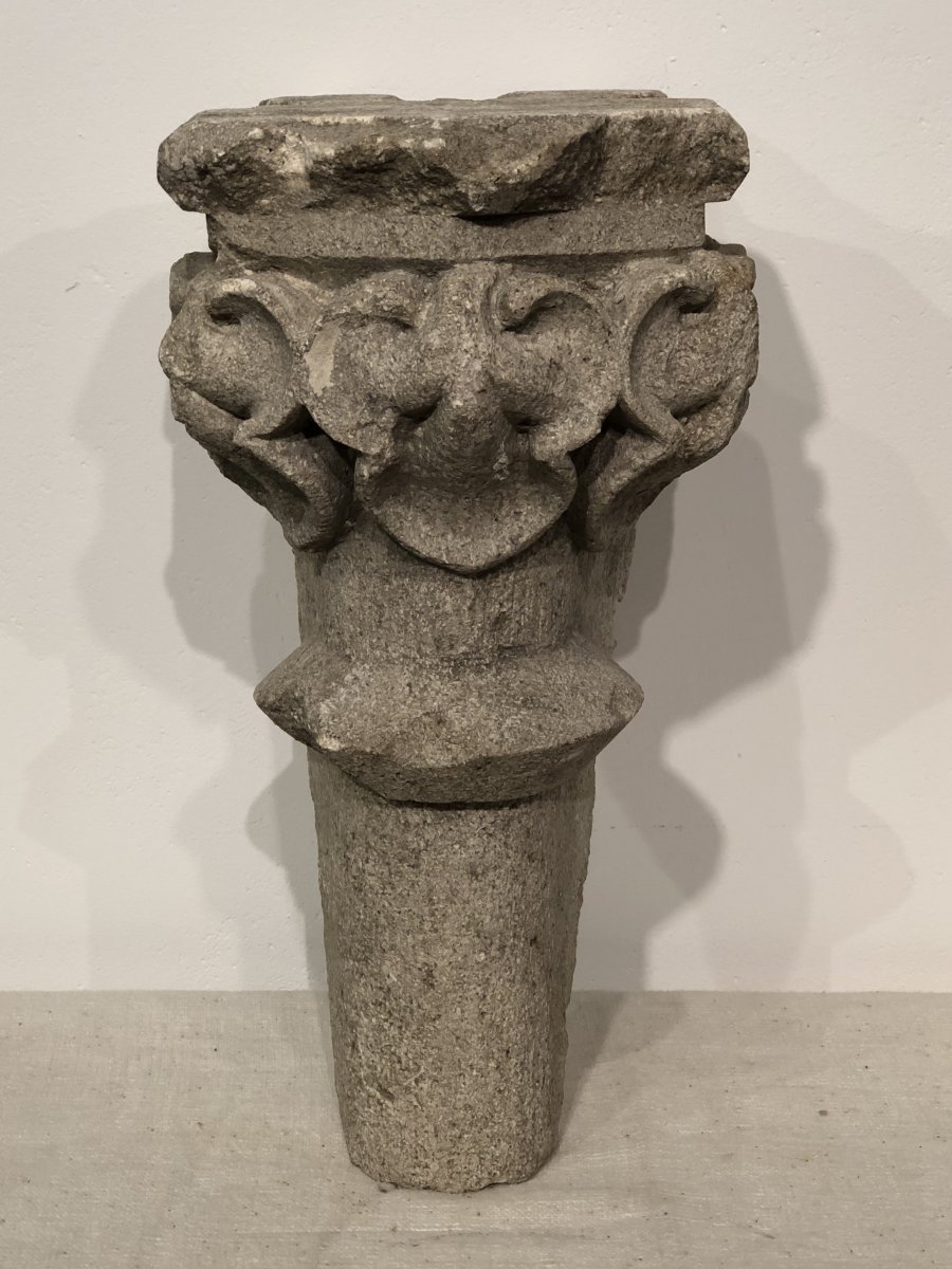 Gothic Capital In Hard Stone 14th Century.