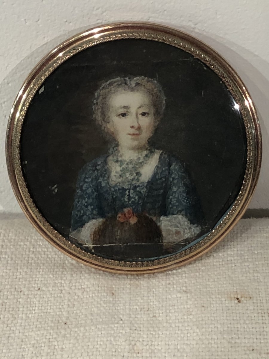 Miniature XVIII ème, Jeune Fille Au Manchon.