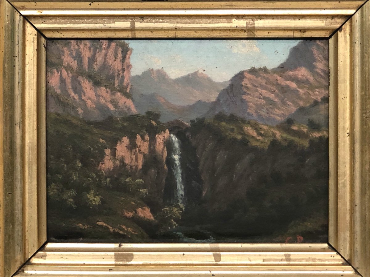 Montain Painting By César Durand. XIXeme.