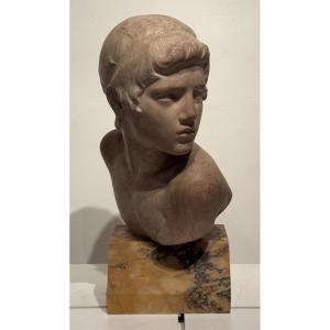 Buste de jeune homme en marbre.Constant Roux.