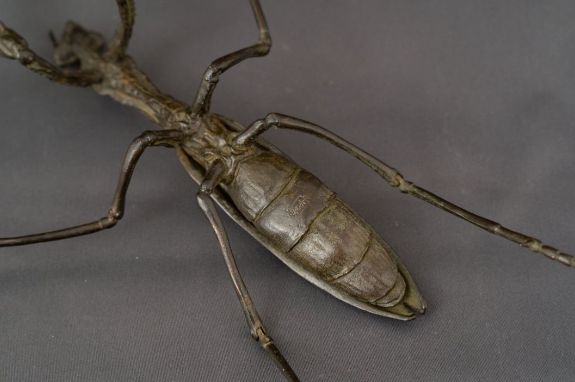 Japanese Jizai Okimono: A Praying Mantis, 19th Century-photo-3