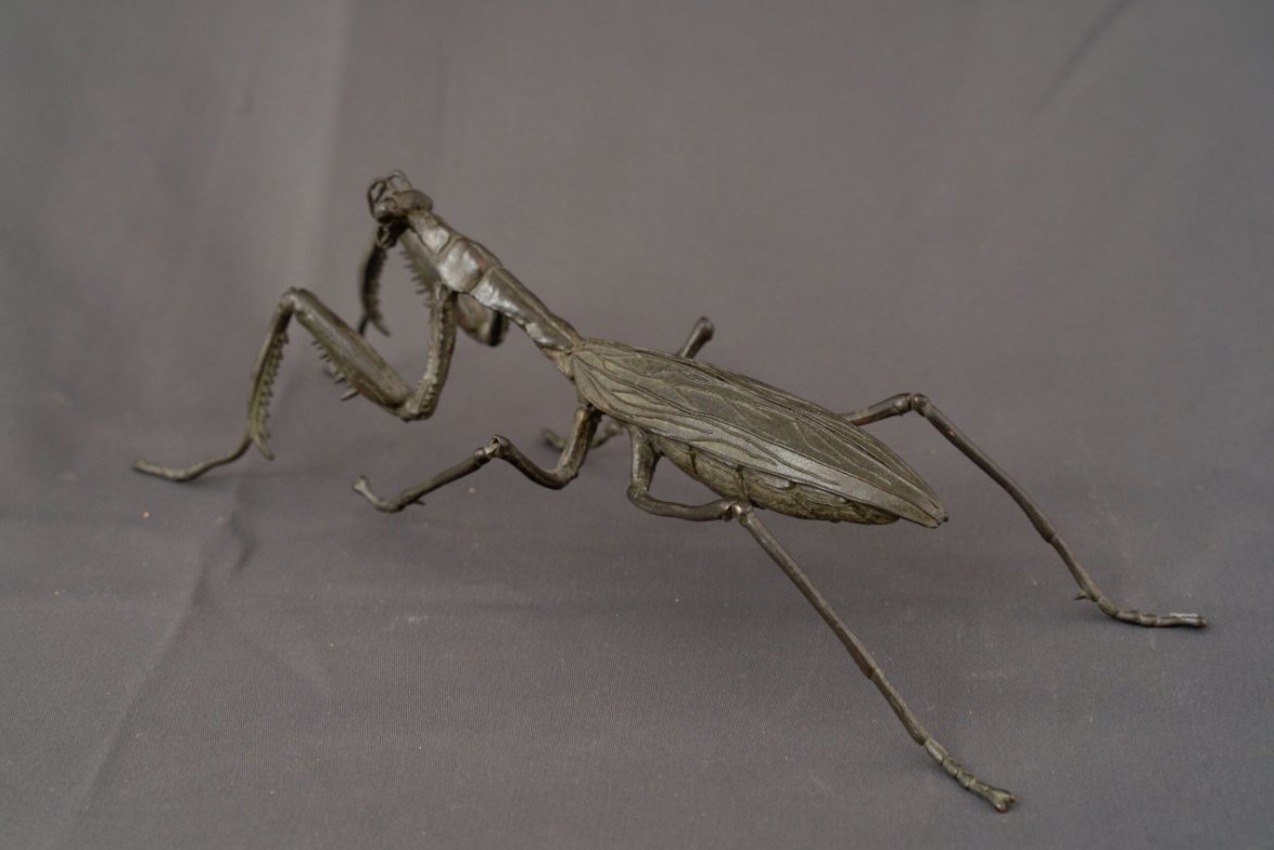 Japanese Jizai Okimono: A Praying Mantis, 19th Century-photo-1
