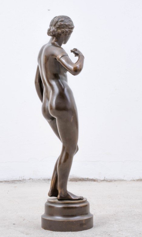 Eve With An Apple, Bronze Sculpture, C 1900-photo-2