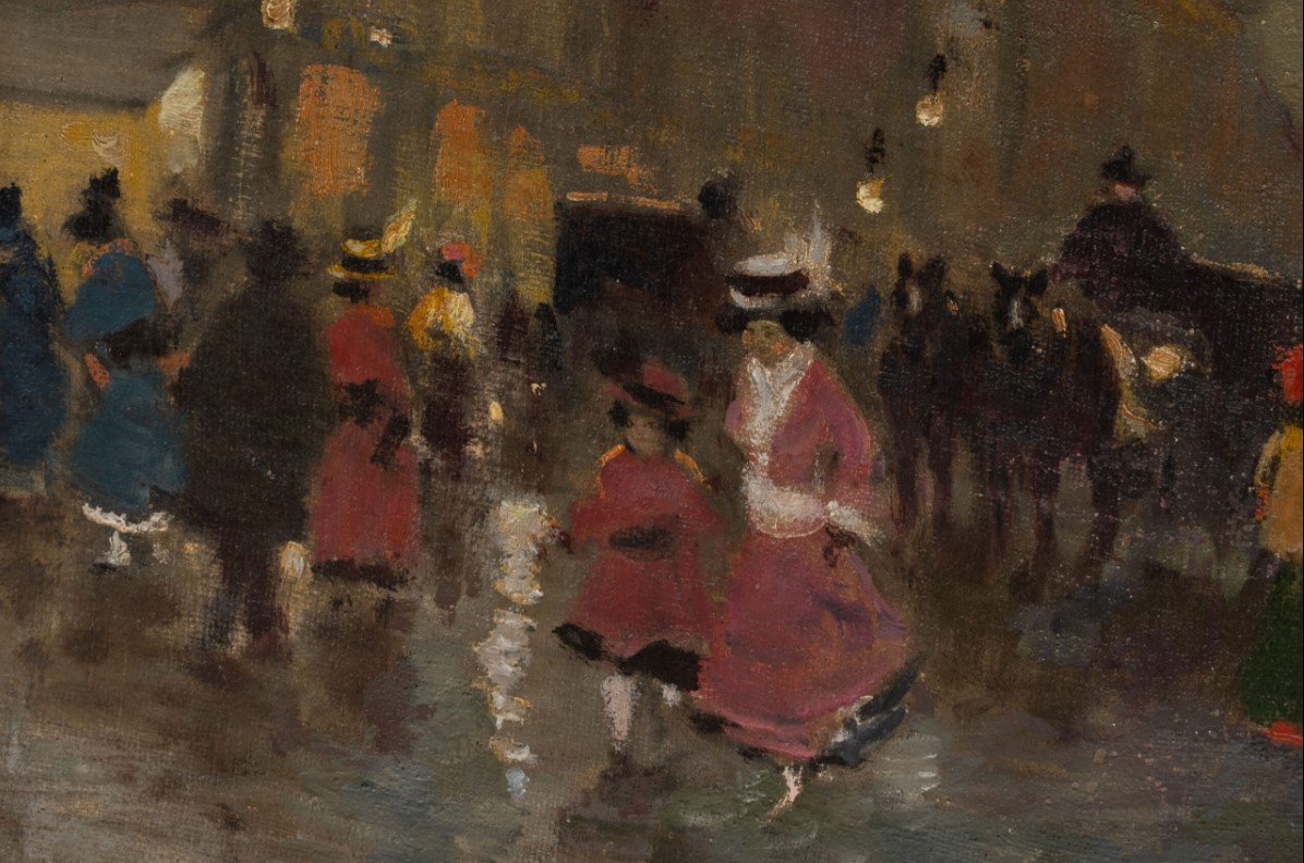  Antal Berkes (1874–1938): View Of A Parisian Street At Dusk-photo-2