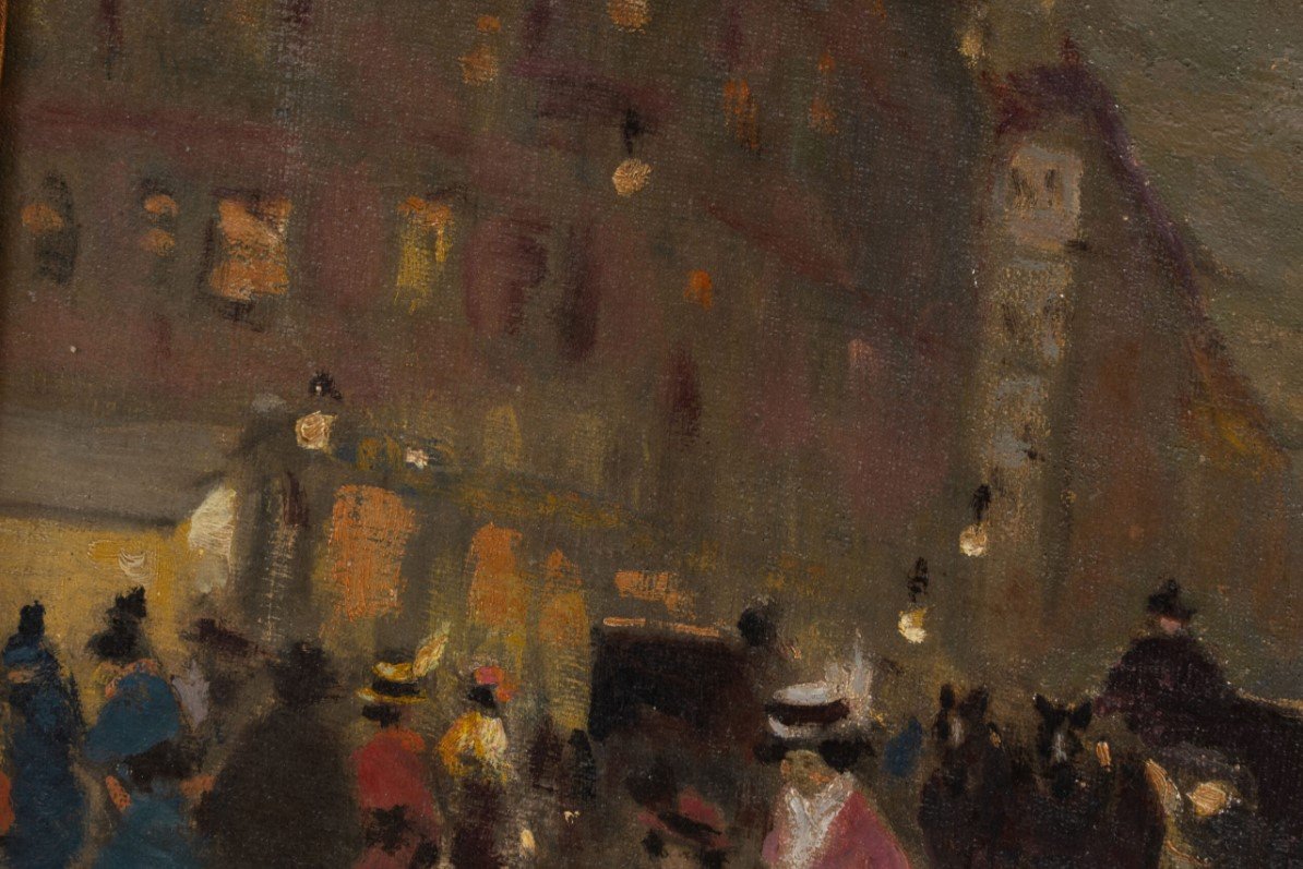  Antal Berkes (1874–1938): View Of A Parisian Street At Dusk-photo-3