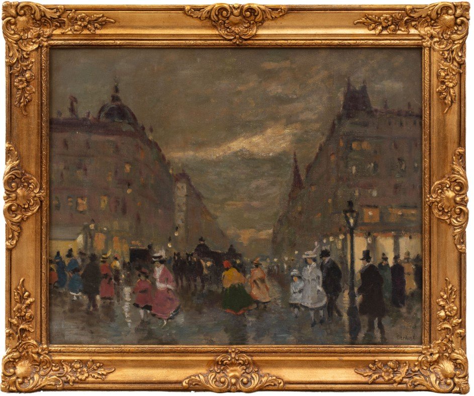 Antal Berkes (1874–1938): View Of A Parisian Street At Dusk