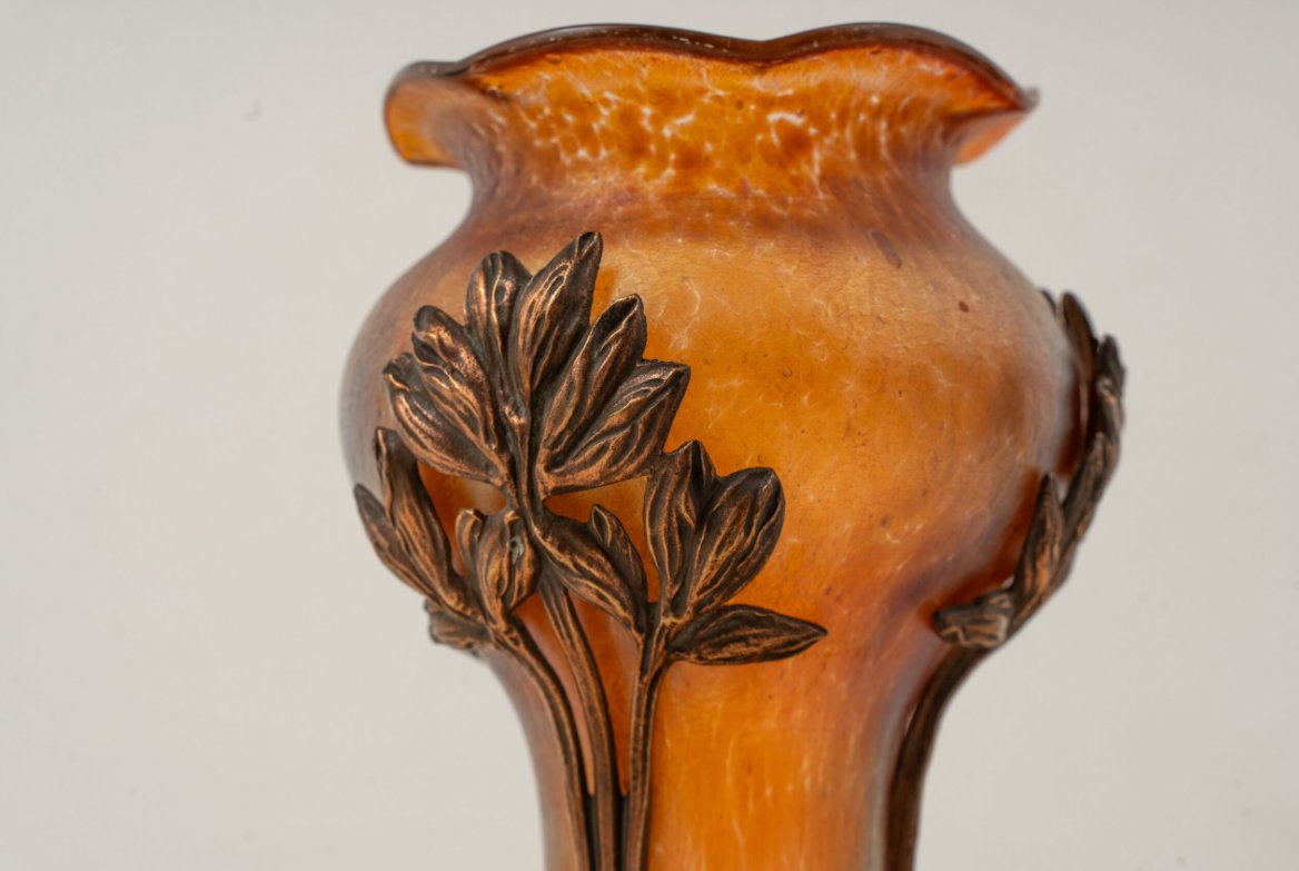 Rare Loetz Glassware With A Copper Frame-photo-3