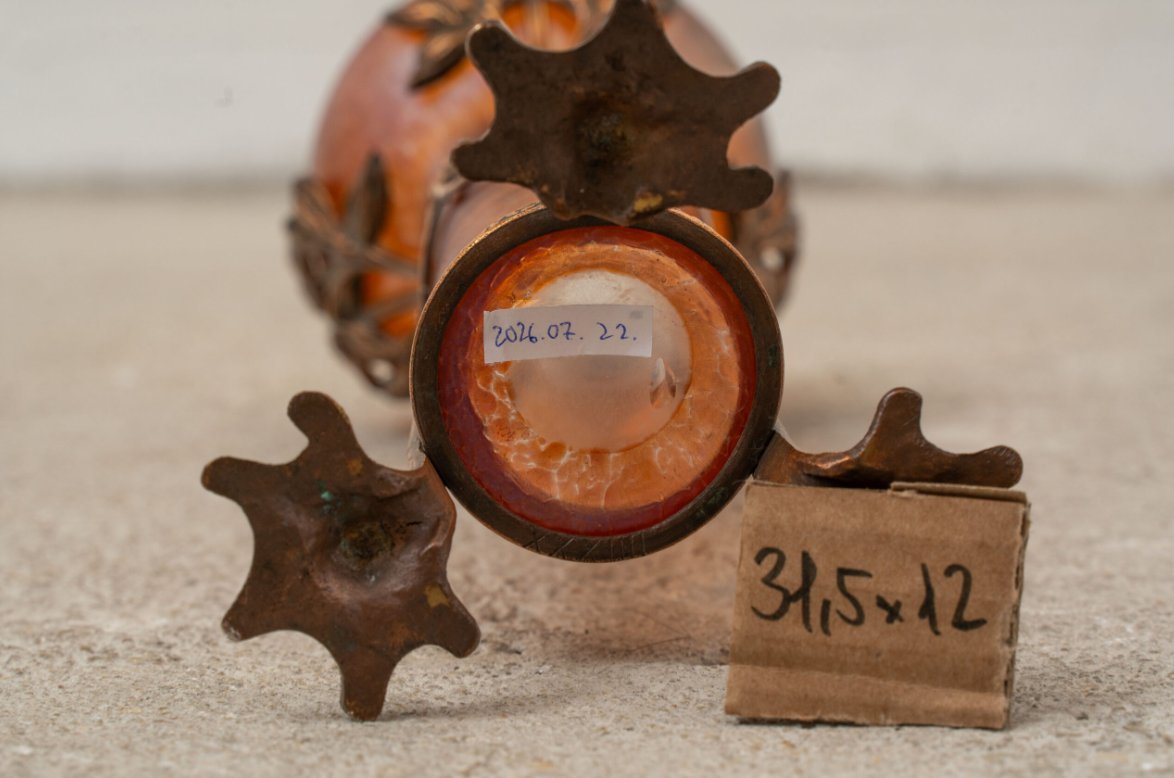 Rare Loetz Glassware With A Copper Frame-photo-2