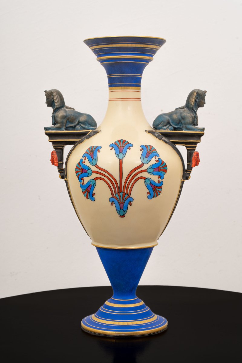 Pair Of French Porcelain Vases With Sphinxes, 19th Century-photo-2