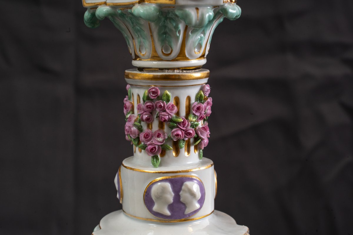 Pair Of Meissen Porcelain Candelabras ,neoclassical Style-photo-2