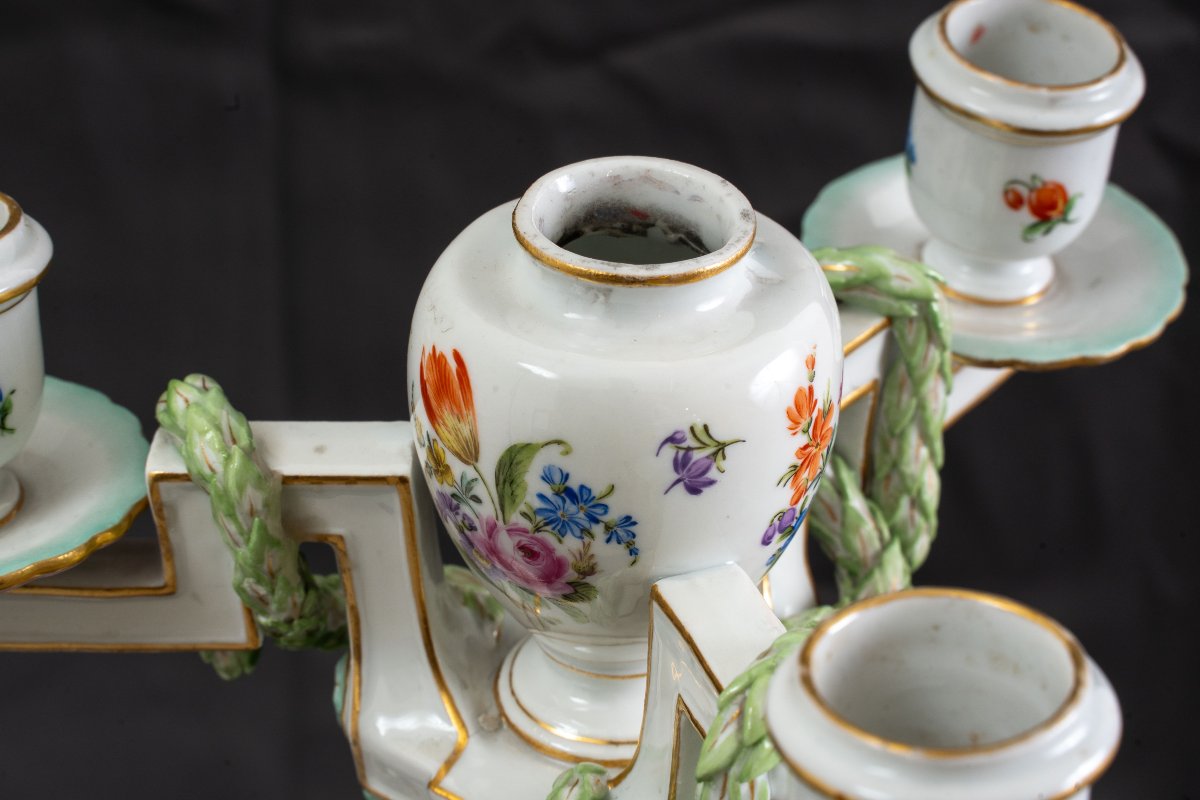 Pair Of Meissen Porcelain Candelabras ,neoclassical Style-photo-4
