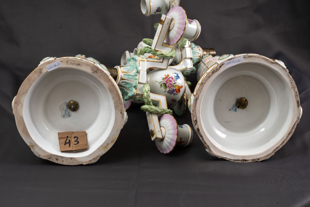 Pair Of Meissen Porcelain Candelabras ,neoclassical Style-photo-5