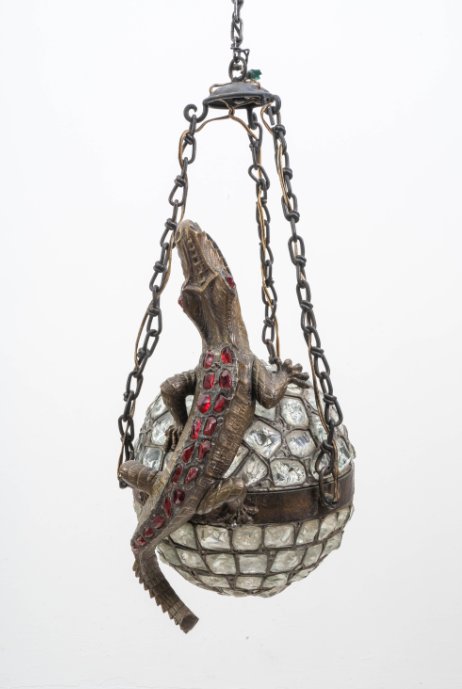 Art Nouveau Chandelier With Crocodiles, In The Tiffany Style-photo-2