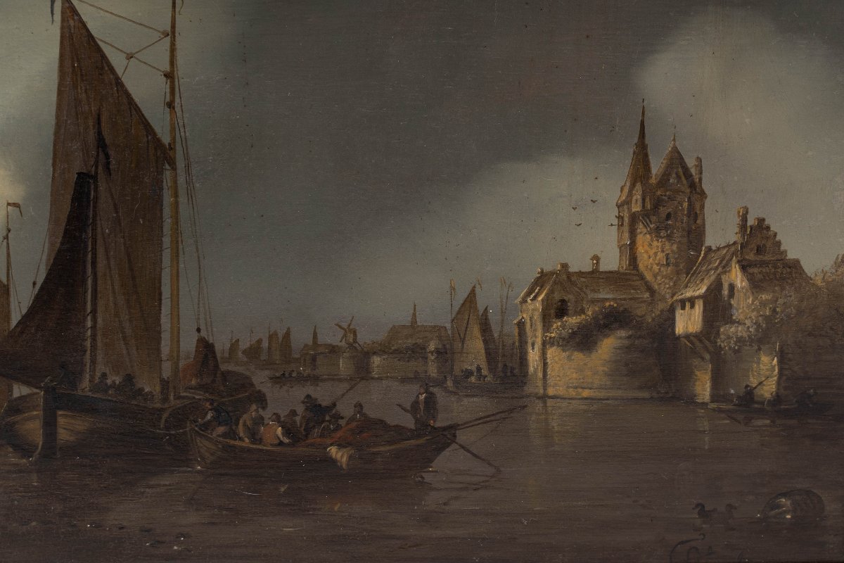 Jacob Abels (1803–1866): View Of A Harbor-photo-3