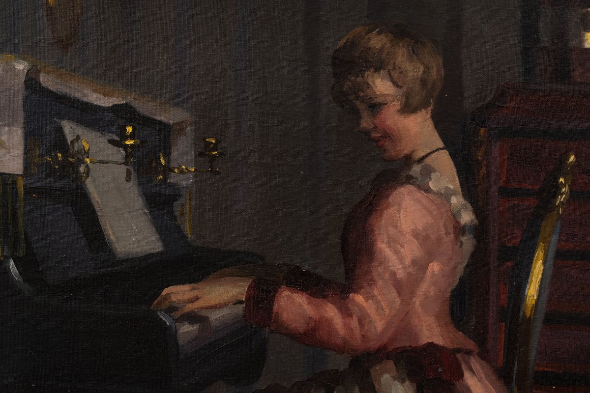 Emil Pap (1884–1949) : Femme jouant du piano-photo-3