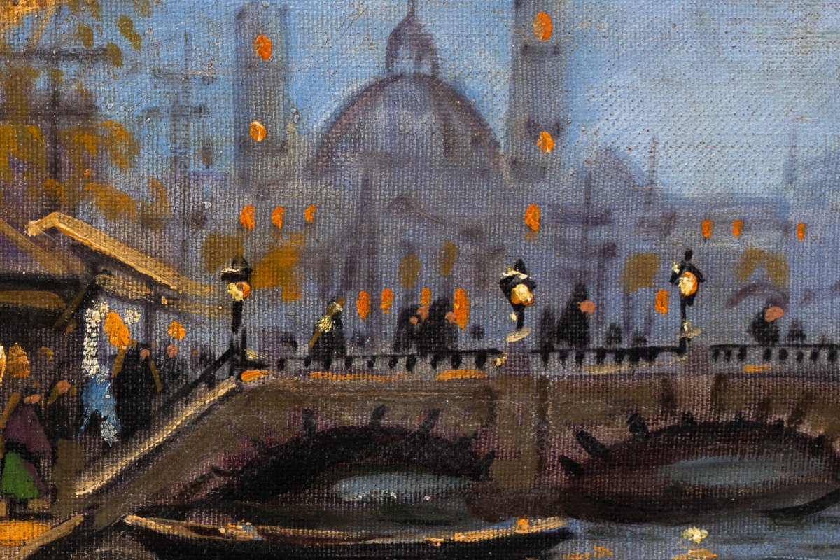 Antal Berkes (1874–1938) : Marché au bord de la Seine-photo-3