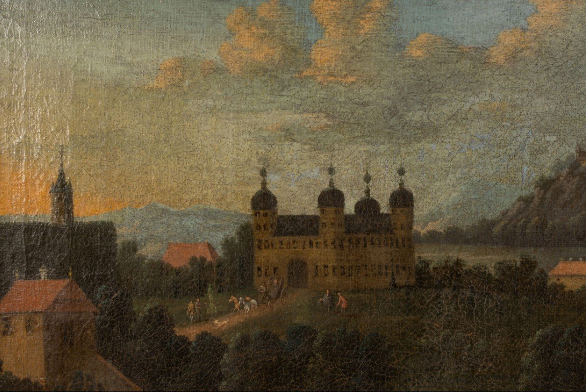 École française du XVIIIe siècle – Paysage avec château-photo-4